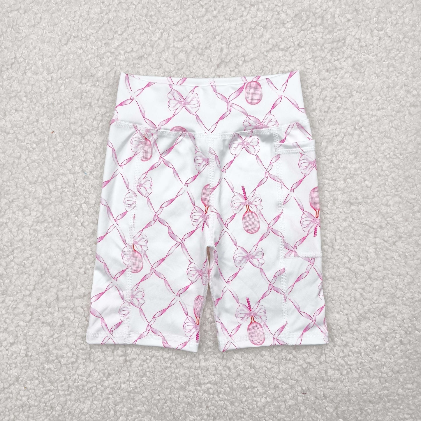 SS0397 baby girls pink plaid bow shorts riding yoga