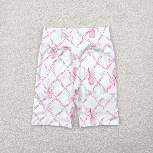 SS0397 baby girls pink plaid bow shorts riding yoga