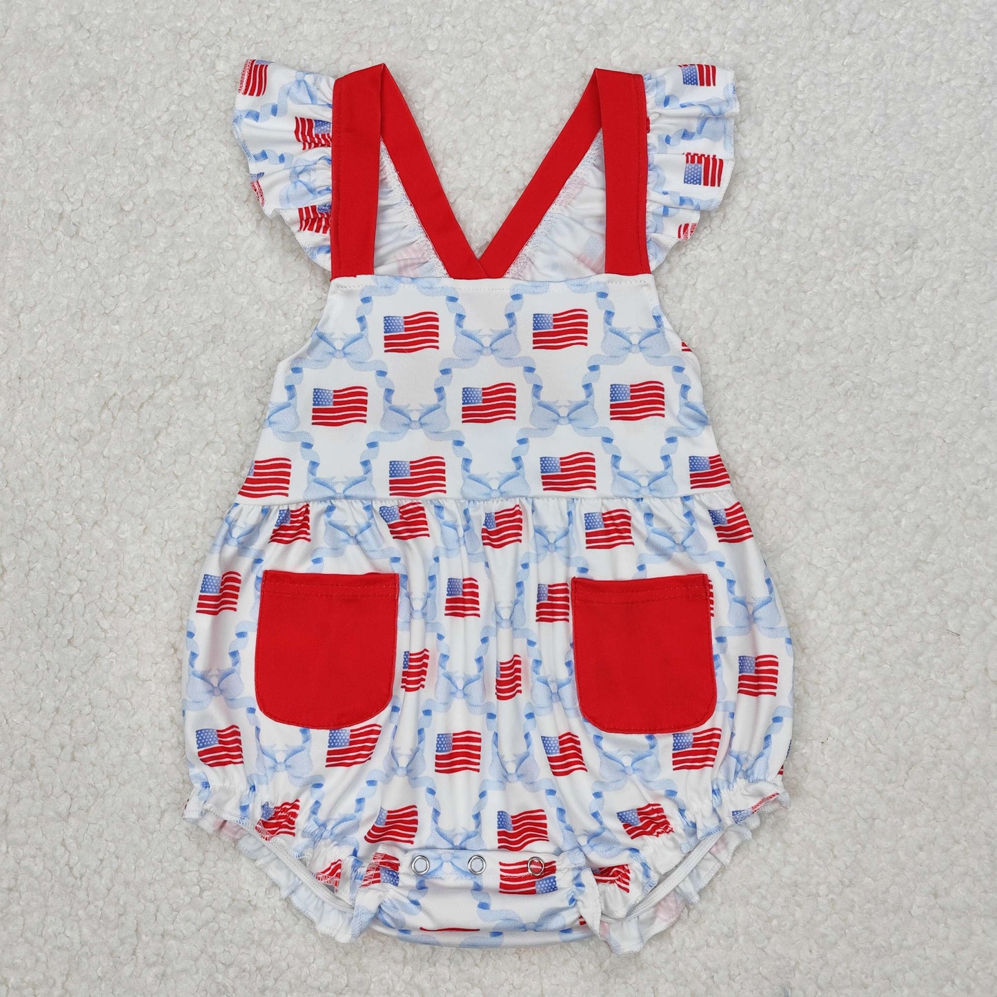 SR2331 Baby girls july fourth romper