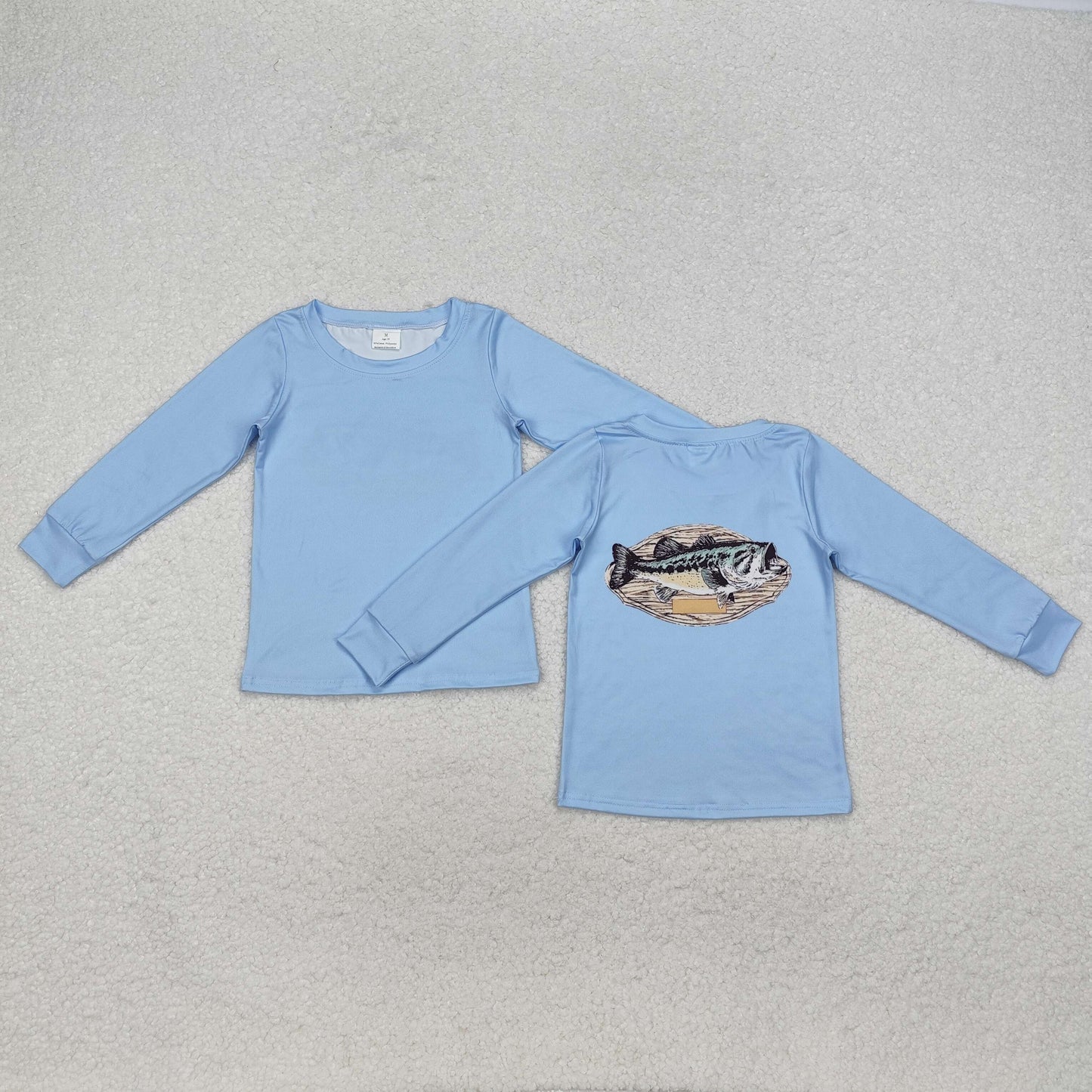 BT0952 Boys blue fish long sleeves Top