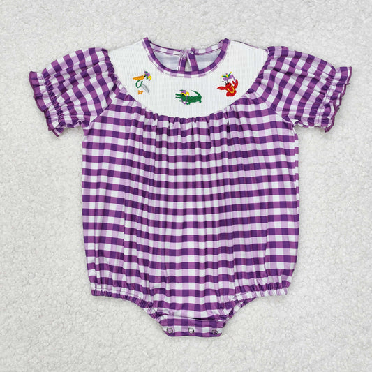 SR2060 Baby girls Mardi Gras romper embroidery