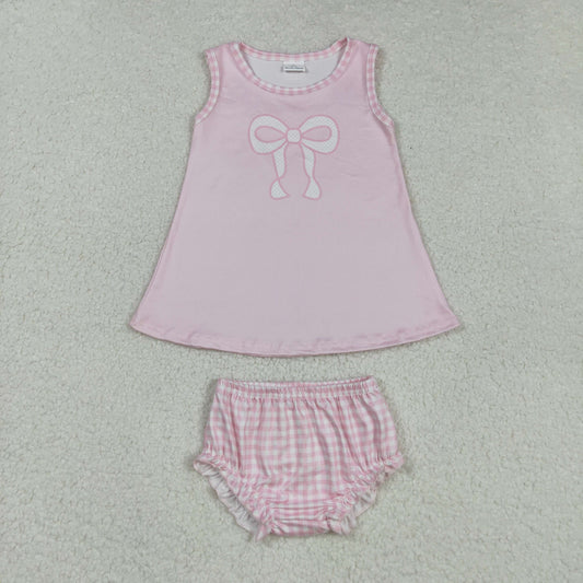 GBO0469 girls pink sleeveless checkered Bummies