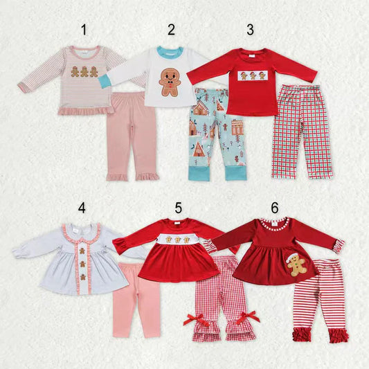 Matching Baby girls boys Christmas Gingerbread sets  Embroidery