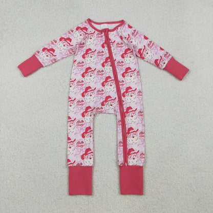 Matching Baby girls Christmas long sleeve zipper romper
