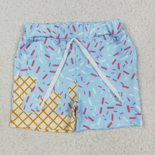 SS0609 boys Waffle ice cream blue shorts