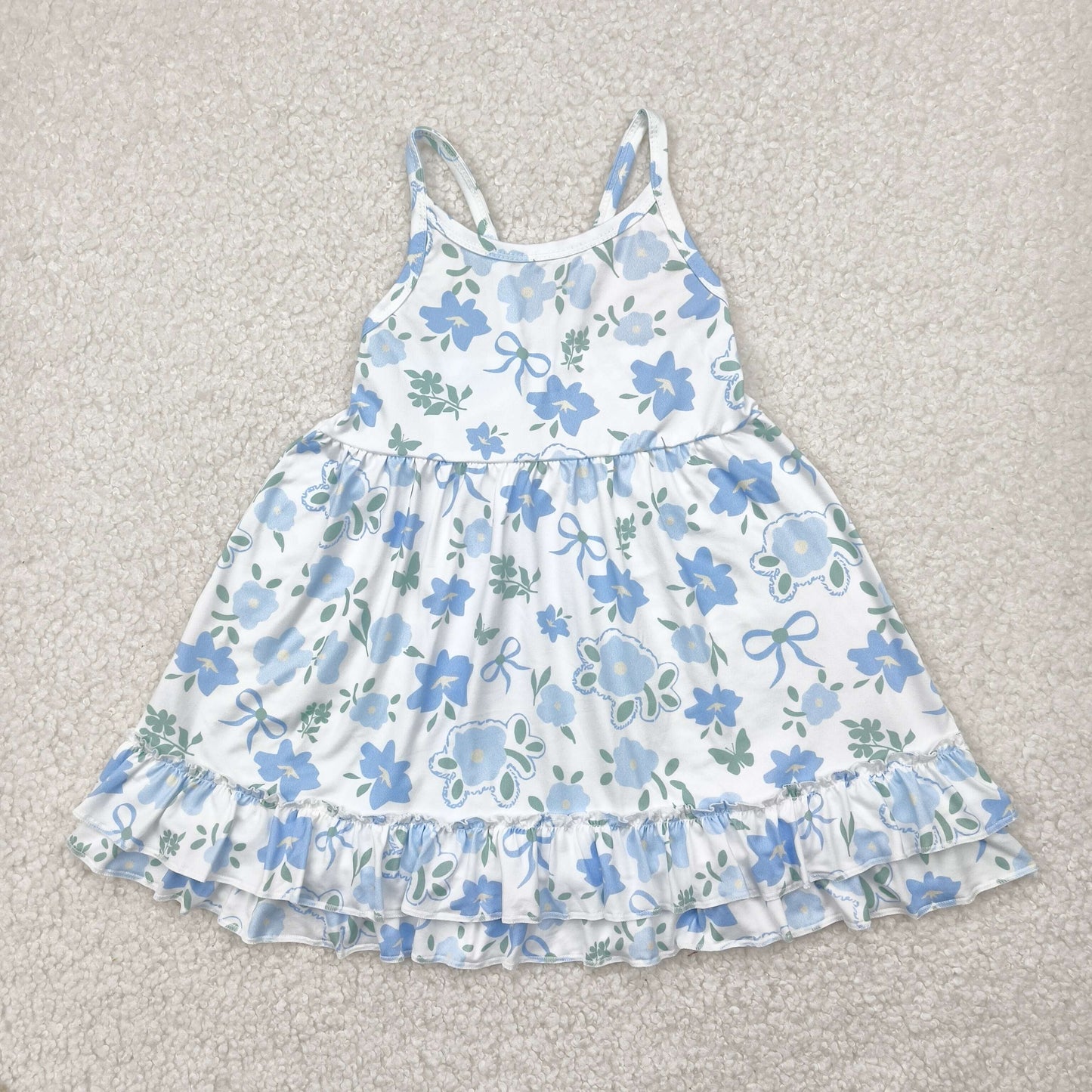 GSD2377 girls blue sleeveless flower floral Dress