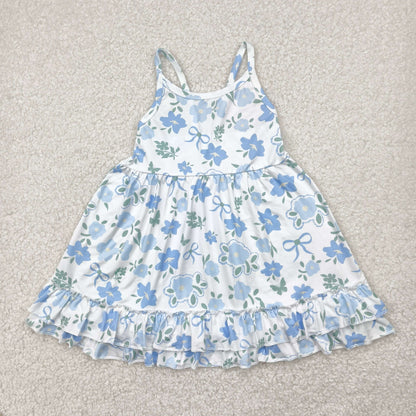 GSD2377 girls blue sleeveless flower floral Dress