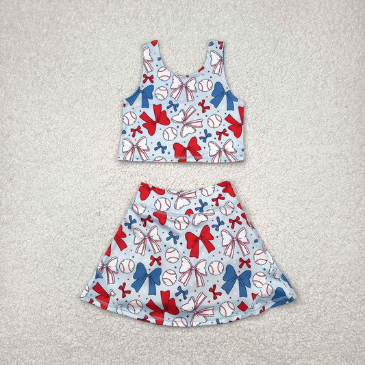 GSD2151 girls July Fourth bow skirt outfits yoga