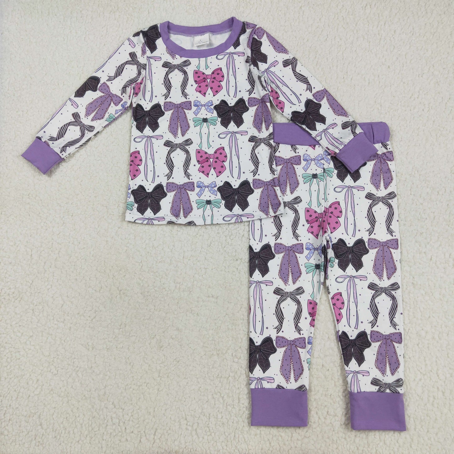 GLP2533 baby girls purple bow pajamas