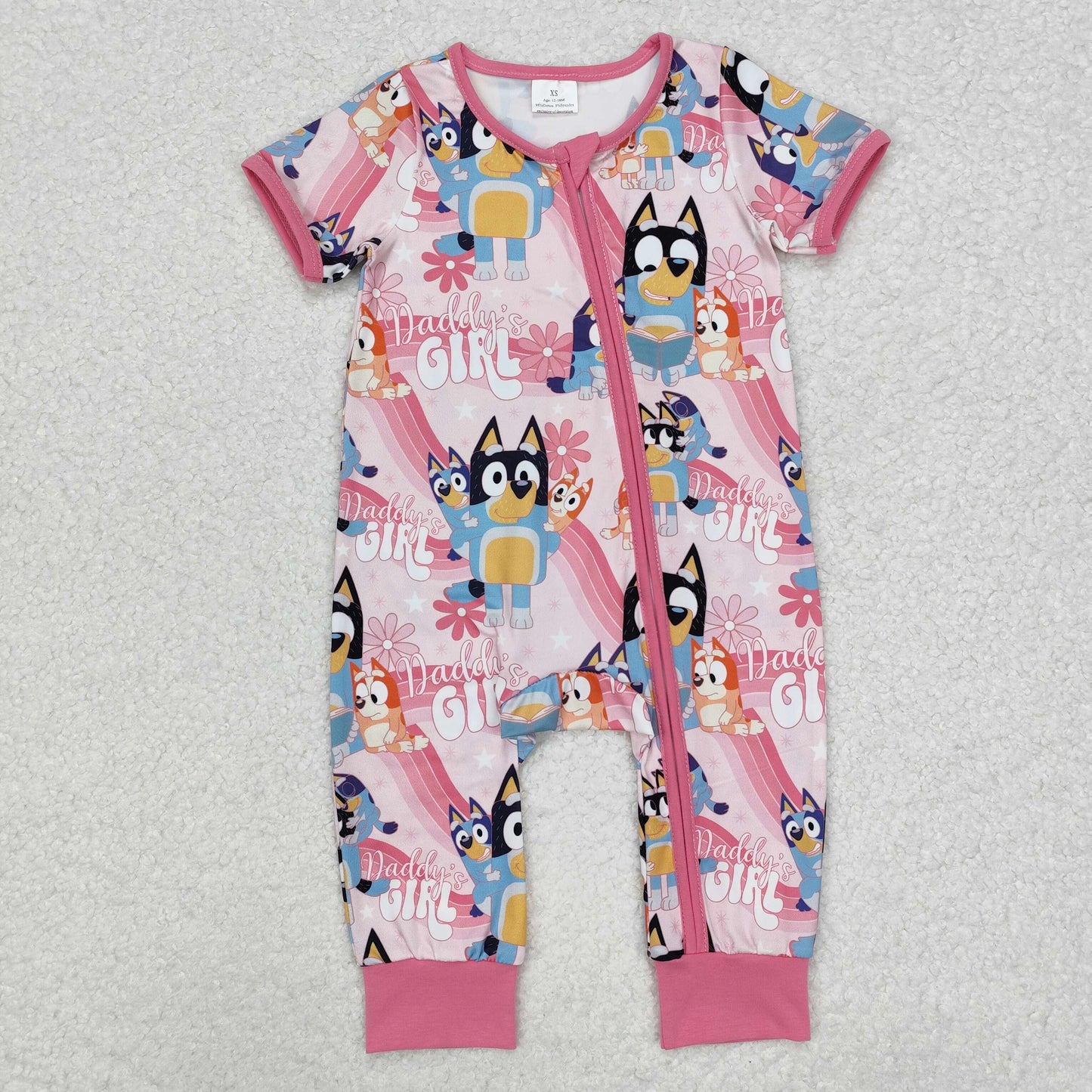 SR2105 Baby pink dog zipper Rompers