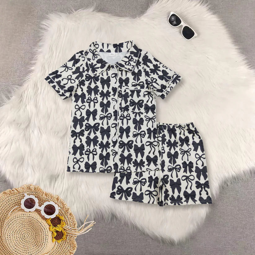 Family Matching Adult Baby girls black bow clothing