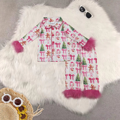 Matching Baby girls Christmas Furry pajamas