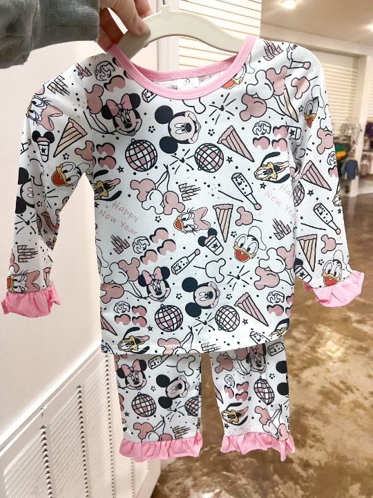 MOQ 5 Custom design baby girls happy new year pajamas