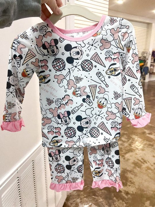 MOQ 5 Custom design baby girls happy new year pajamas