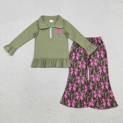 Matching Girls Valentine's long-sleeved long sleeve zipper outfits embroidery