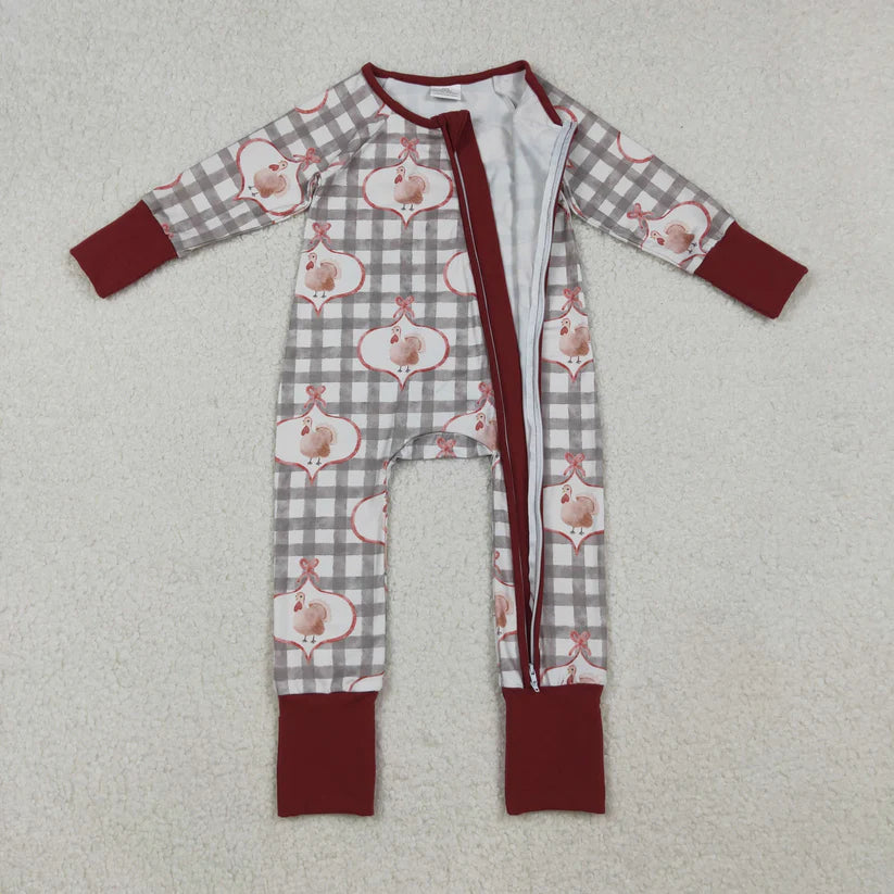 Matching Baby girls Thanksgiving turkey romper & pajamas clothing