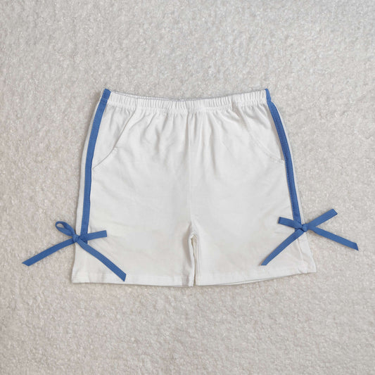 SS0424 baby girls white blue bow summer shorts