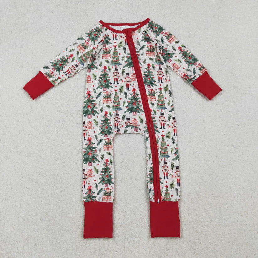 Matching Baby girls Christmas long sleeve zipper romper