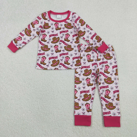 GLP2664 baby girls Howdy boot rose  pajamas