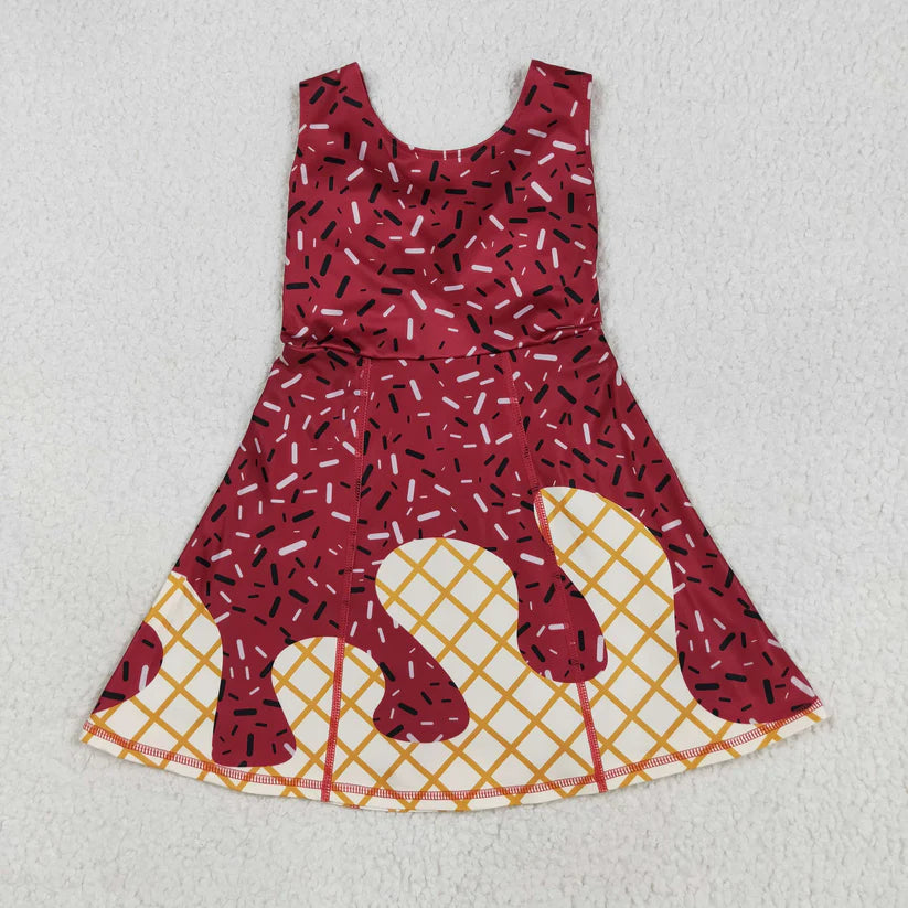 Matching RTS NO MOQ Baby girls ice cream Waffle dress yoga