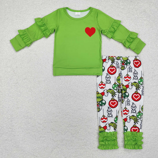 GLP2089 Girls Christmas green outfits