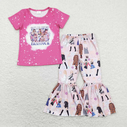 Matching Baby girls Singer Shirt Bell Pants Clothes Sets shorts