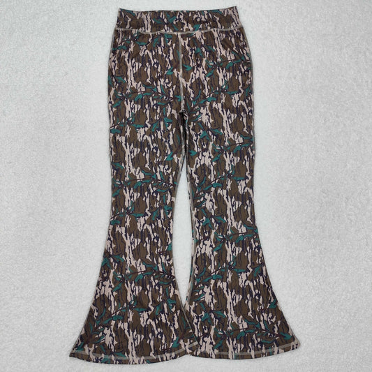P0719 Adults camo yoga bell bottom pant