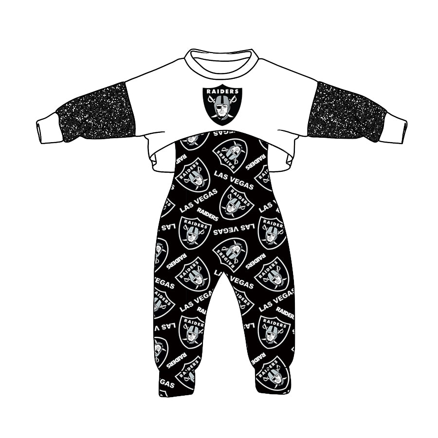 MOQ 3 Custom design Girls Raiders Outfits 2pcs