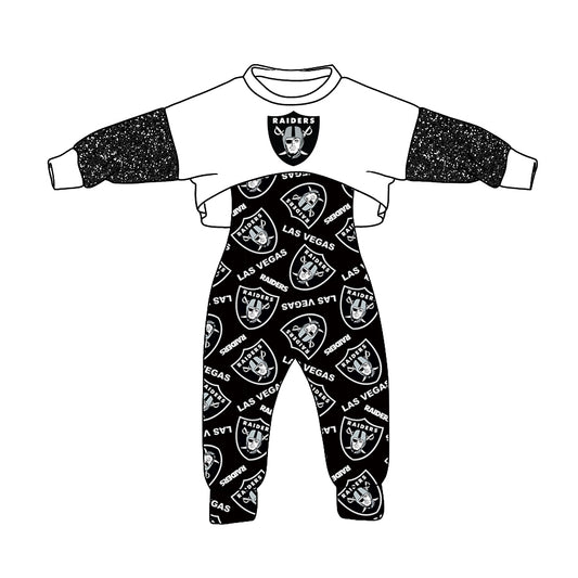 MOQ 3 Custom design Girls Raiders Outfits 2pcs