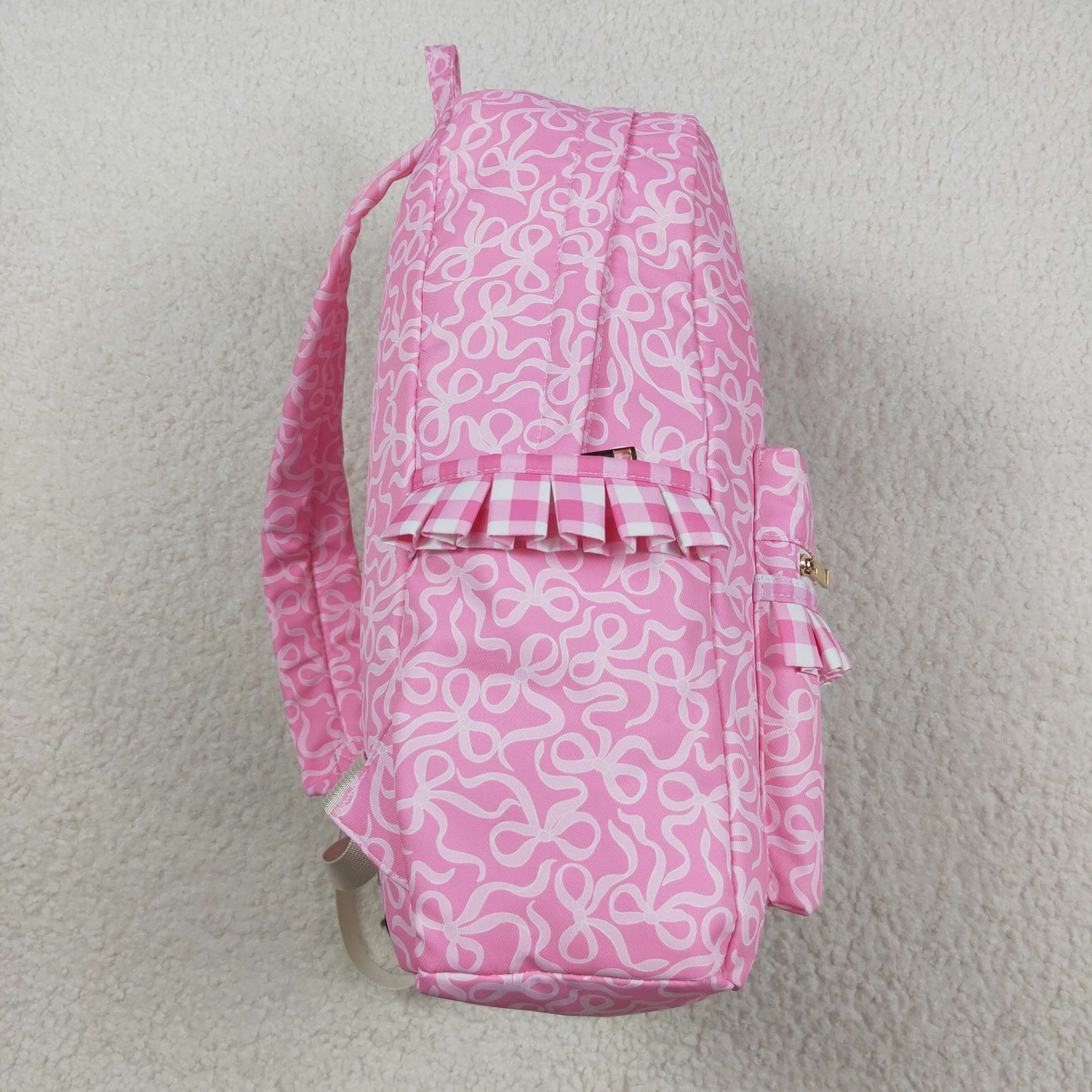 BA0308 pink bow zipper floral schoolbag