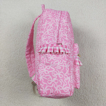 BA0308 pink bow zipper floral schoolbag