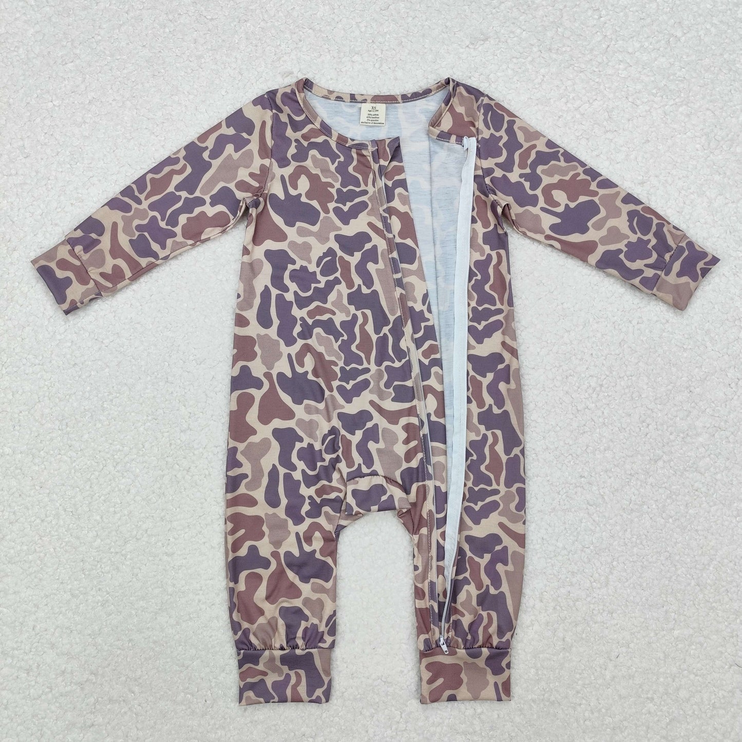 LR2050 Baby boys camo zipper romper