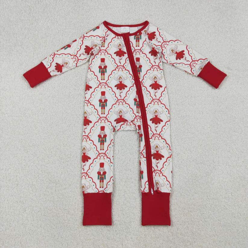 Matching Baby girls Christmas long sleeve zipper romper