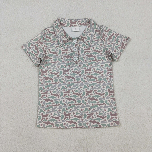 BT1354 baby boys camo button sleeve shirt top