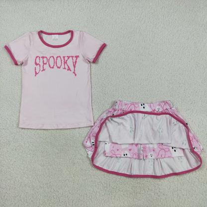 GSD2776 girls SPOOKY ghost bow pink rose skirt outfits