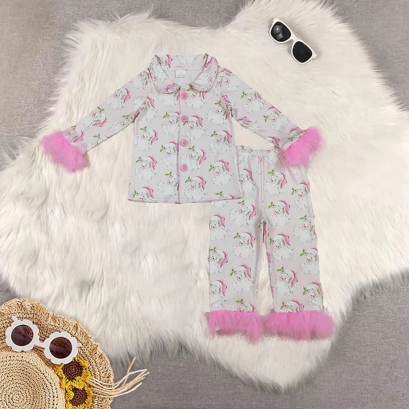 Matching Baby girls Christmas Furry pajamas