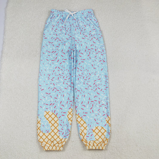 P0808 Adult women blue Ice cream waffles long Pants yoga