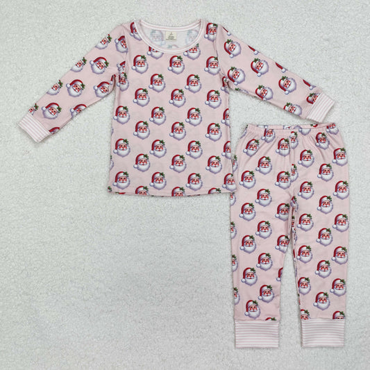 GLP1833 baby girls long sleeves Christmas santa bamboo pajamas