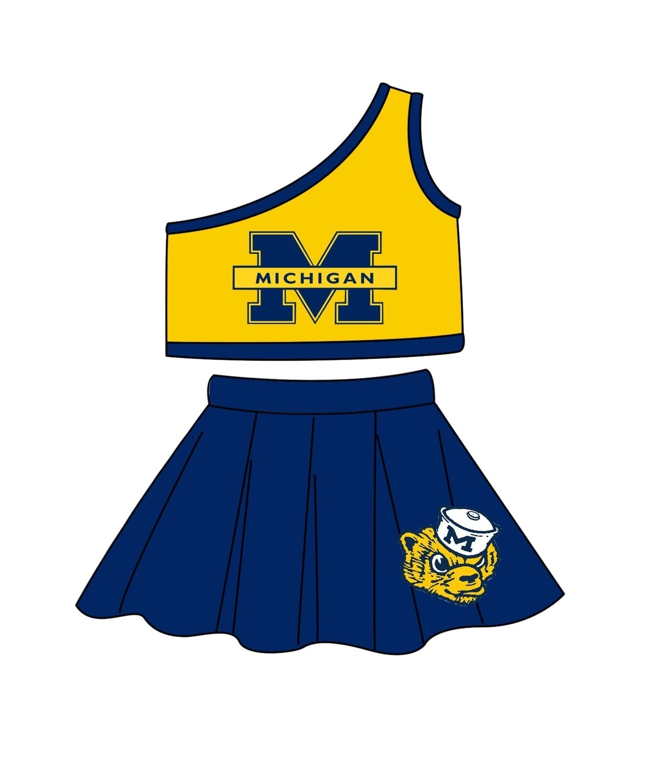 Custom design moq is 3 baby girls Michigan top skirt girls team outfits