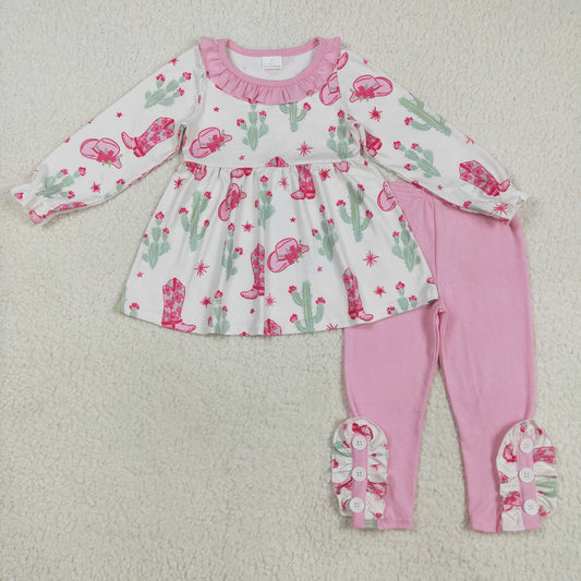 GLP2367 baby Girls boot hat pink  floral outfits