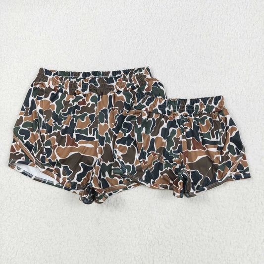 Family Matching Adult Baby girls camo brown shorts yoga