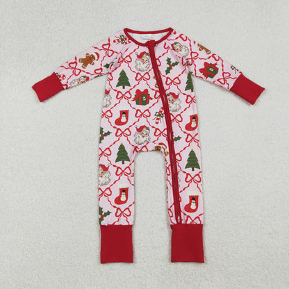 Matching Baby girls Christmas long sleeve zipper romper
