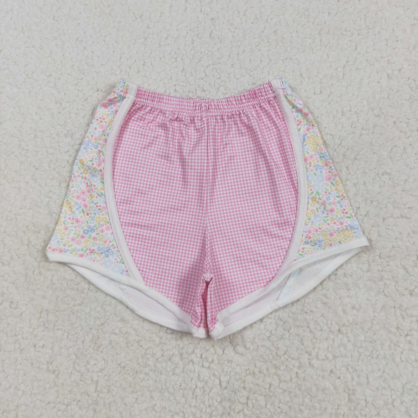 SS0518 baby girls pink checkered shorts