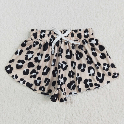 SS0585 girls black leopard shorts