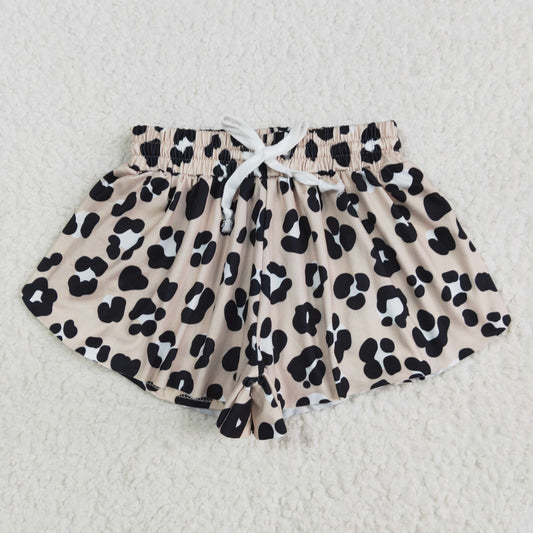SS0585 girls black leopard shorts