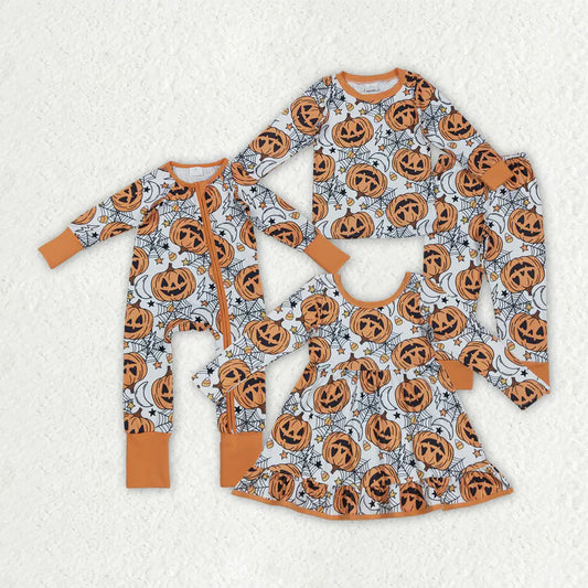 Matching Baby girls boys Halloween pumpkin pajamas clothes