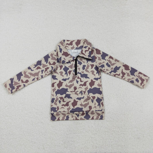 BT1037 baby boys long sleeve camo pullover