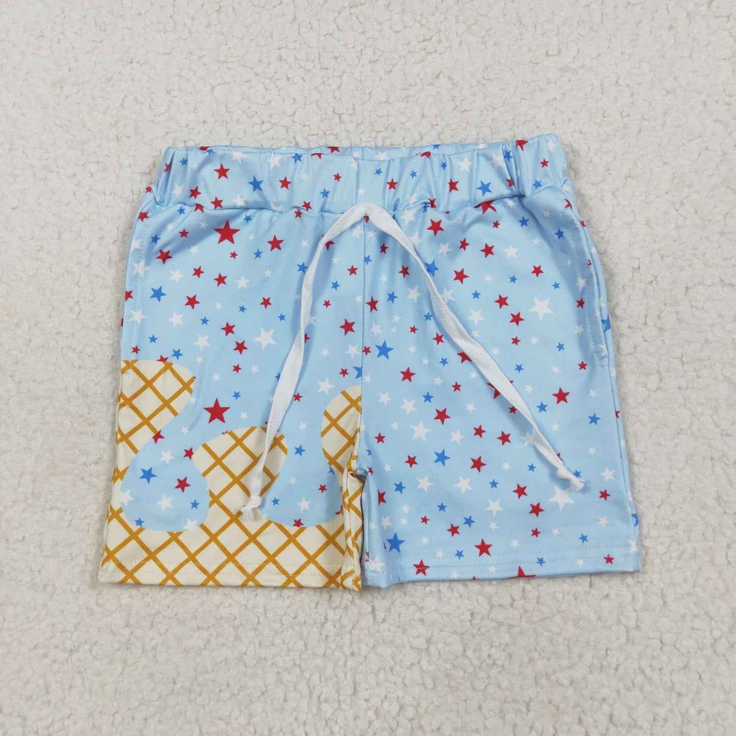 SS0610 boys July Fourth Waffle star blue shorts