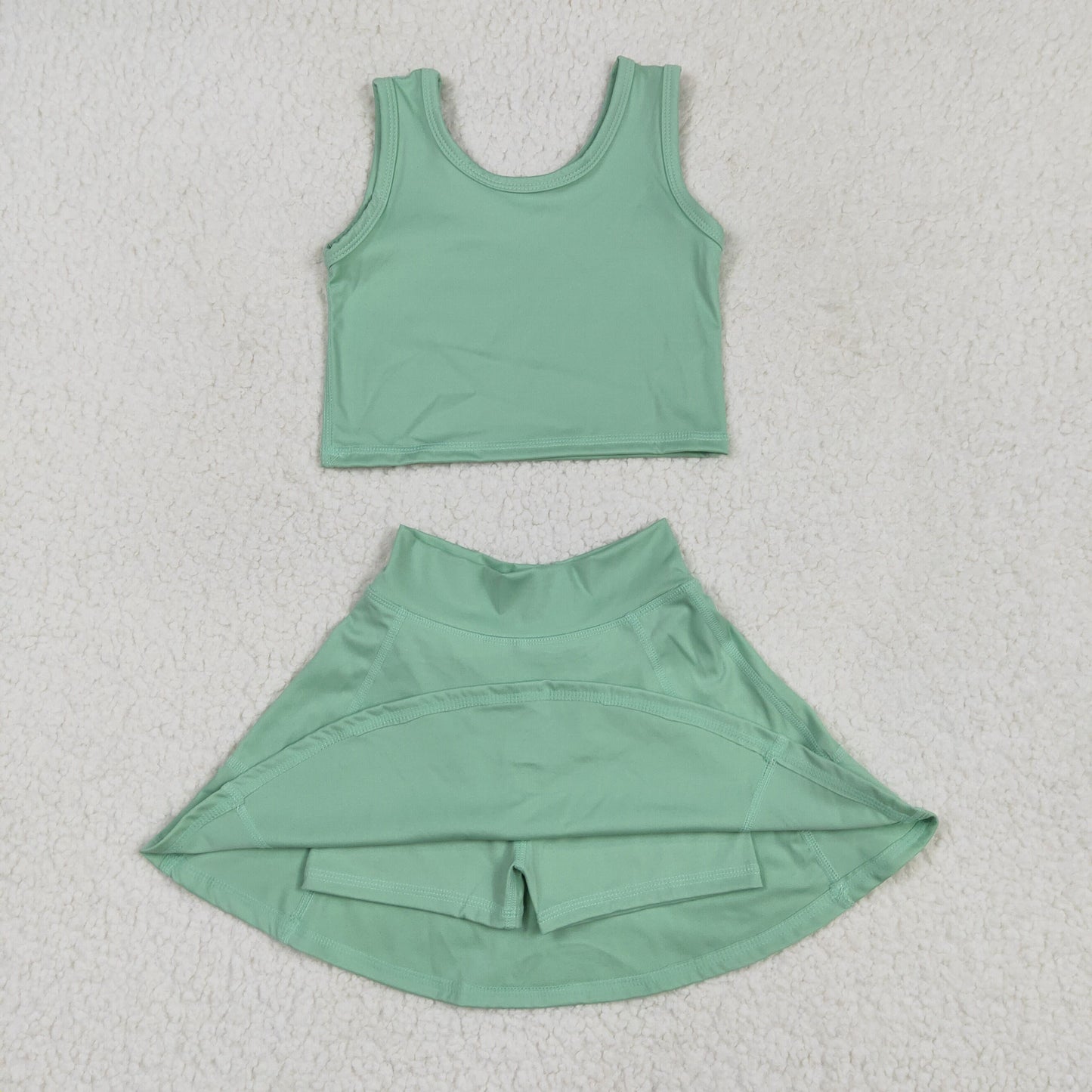 GSD1984 baby girls green sleeveless dress outfits Yoga