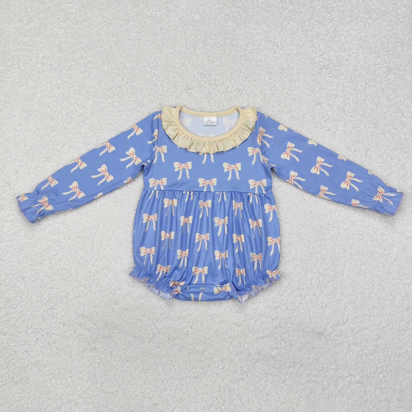 LR1941 Baby girls blue bows romper